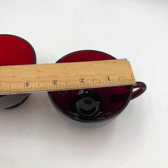 Vintage Set of 4 Ruby Red Glass Tea Cups and Saucers Set ARCOROC France - Picture 14 of 17